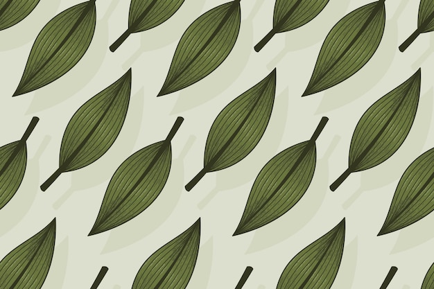 Vector flat decorative tropical green leaf sketch style vector natural seamless pattern