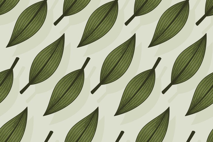 Vector flat decorative tropical green leaf sketch style vector natural seamless pattern