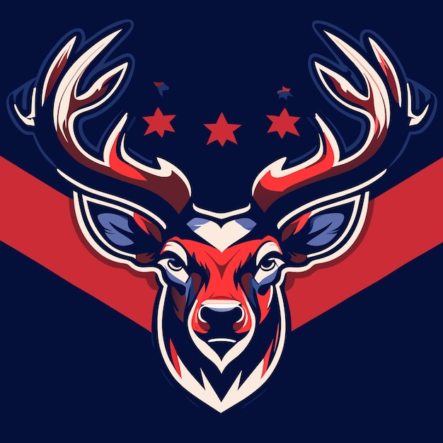 Flat Deer Design Reflecting American Flag