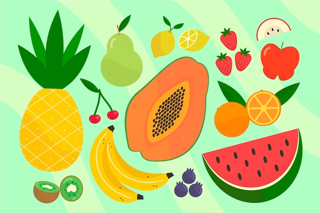 Vector flat delicious fruit collection