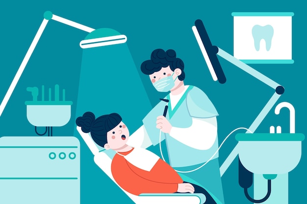 Flat dental care concept illustration