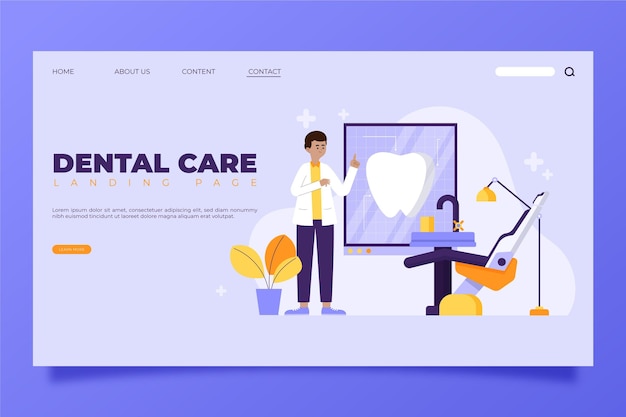 Flat dental care landing page template