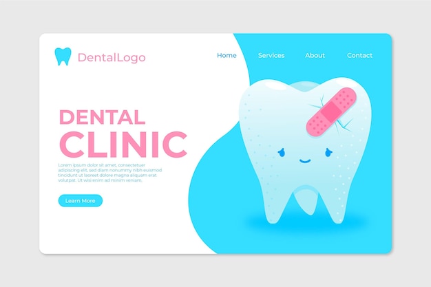 Flat dental care landing page template