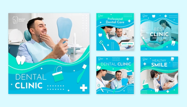 Flat dental clinic instagram posts collection