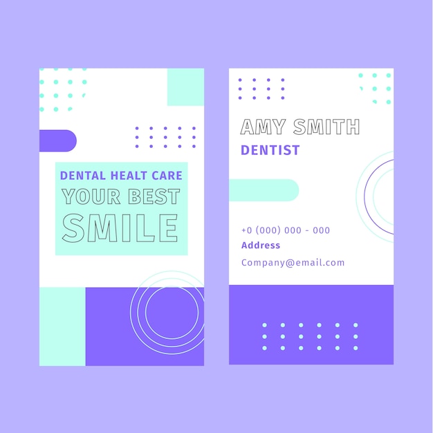 Flat dental clinic vertical business card template