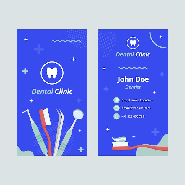 flat dental clinic vertical business card template