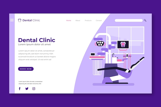 Vector flat dental healthcare landing page template