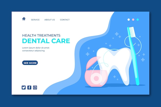 Vector flat dental healthcare landing page