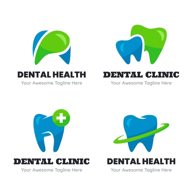 Flat dental logo template pack