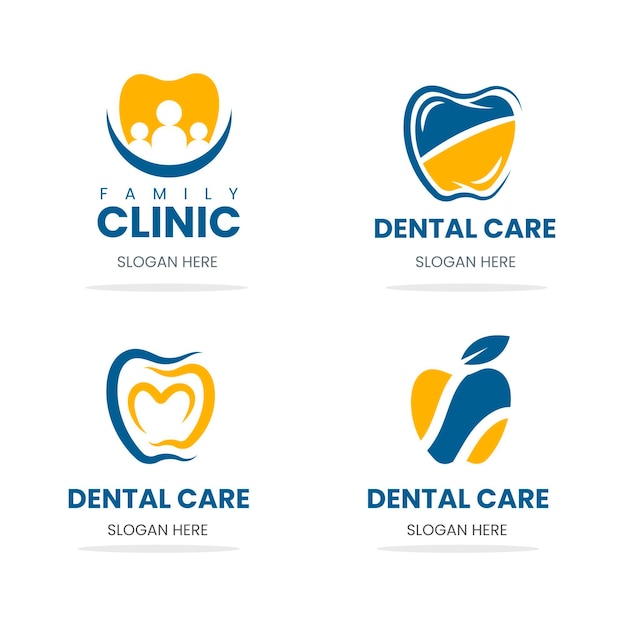 Flat dental logo template pack