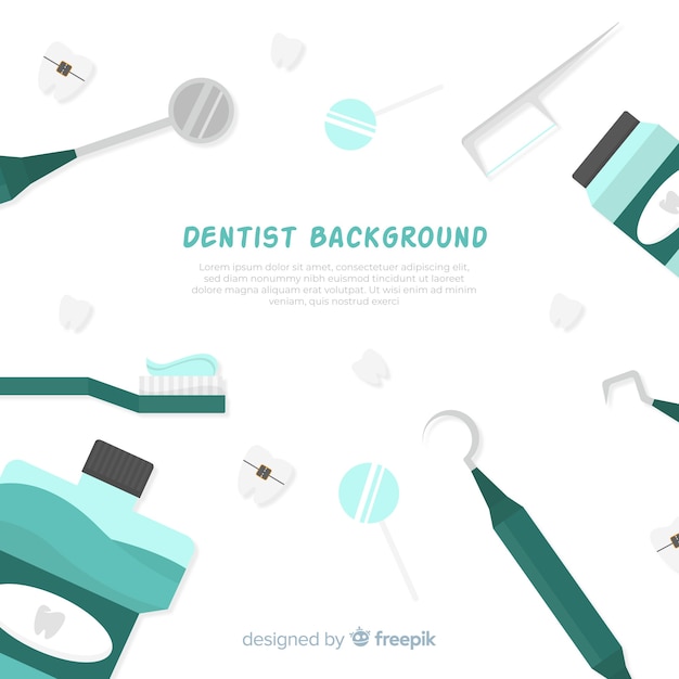 Flat dentist tools background