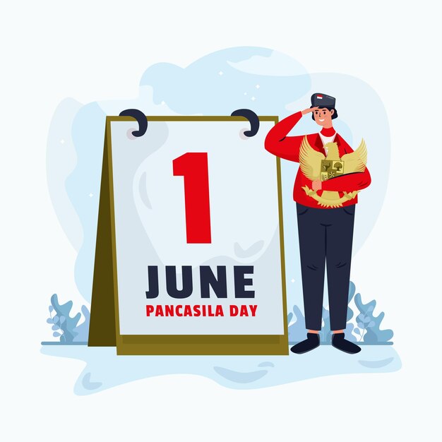 Flat design 1st June celebrates Pancasila day