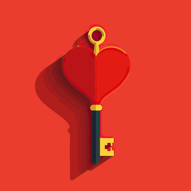 Flat design 2d minimalism heart with key vector