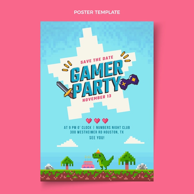 Vector flat design 90s nostalgic birthday poster