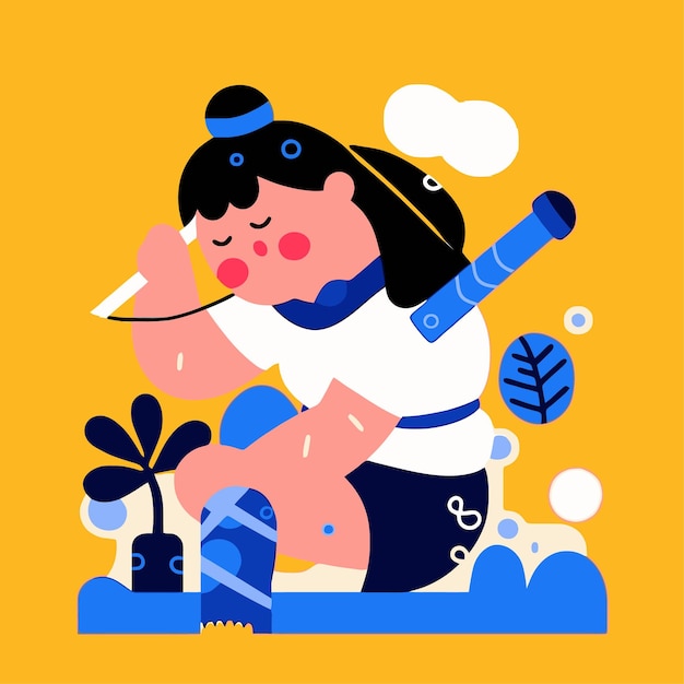 Flat design about a girl