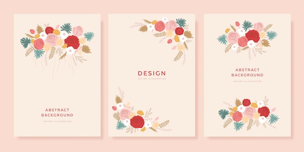 Flat design abstract floral cover collection