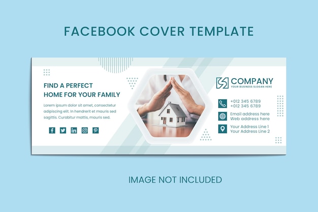 Design piatto astratto geometrico immobiliare facebook banner design