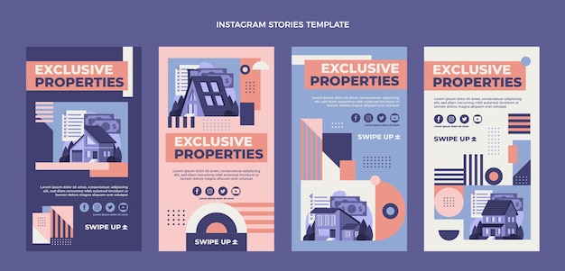 Flat design abstract geometric real estate instagram stories