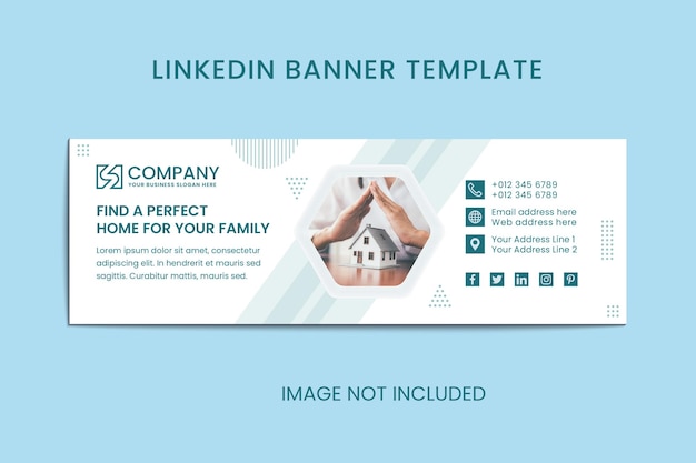 Flat design abstract geometric real estate linkedin header banner design