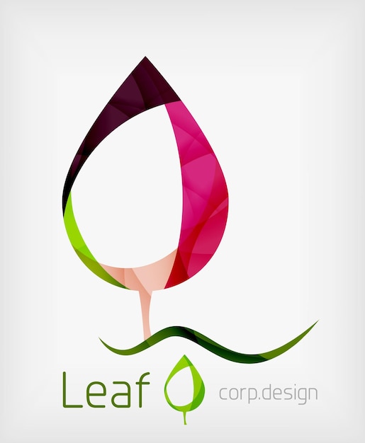 Flat Design Abstract Leaf Shape Concept