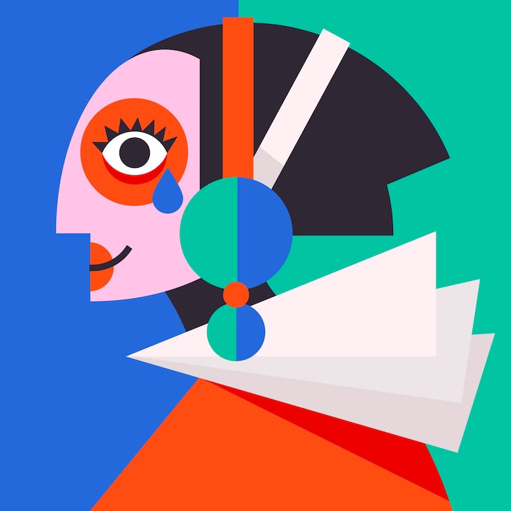Vector flat design abstract portrait in art style