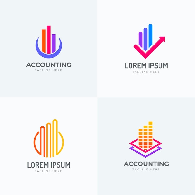 Flat design accounting logo collection