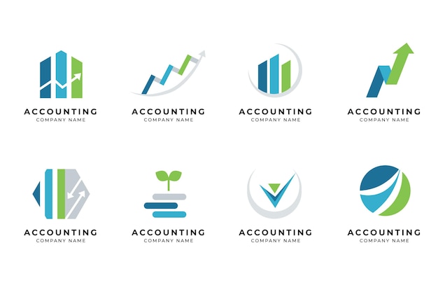 Flat design accounting logo set