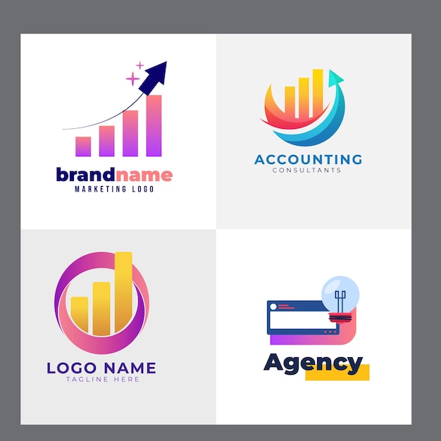 flat design accounting logo template collection