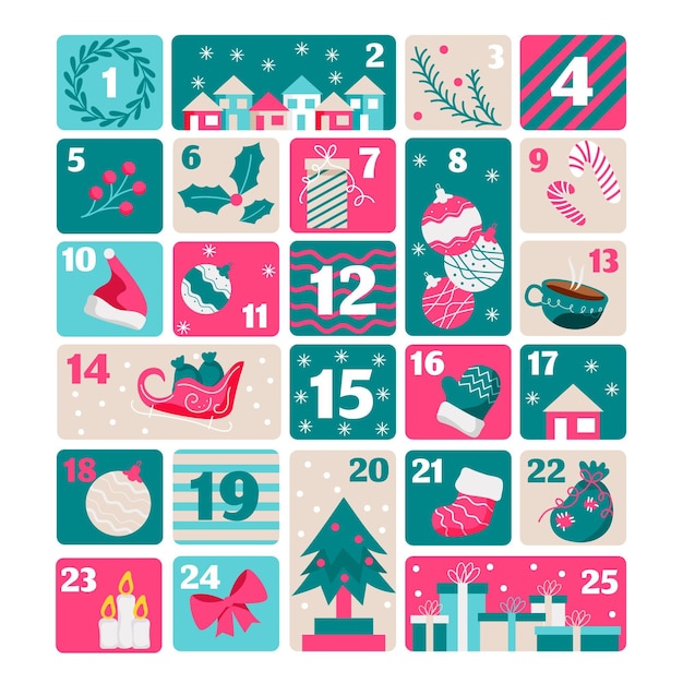 Flat design advent calendar