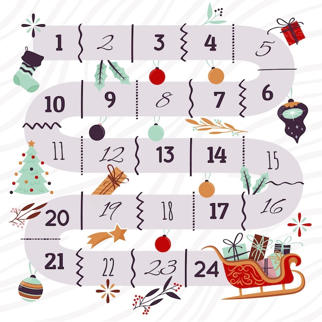 Vettore calendario dell'avvento design piatto