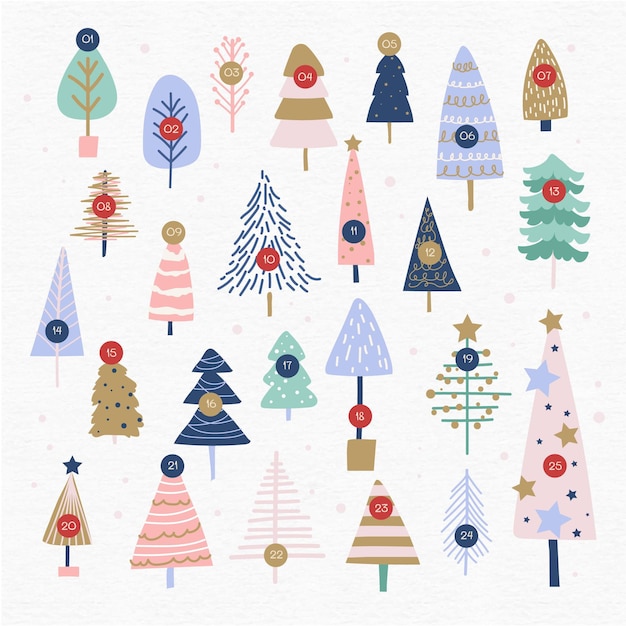 Vector flat design advent calendar