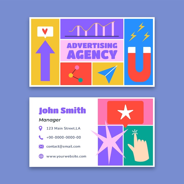 Vector flat design advertising agency horizontal business card