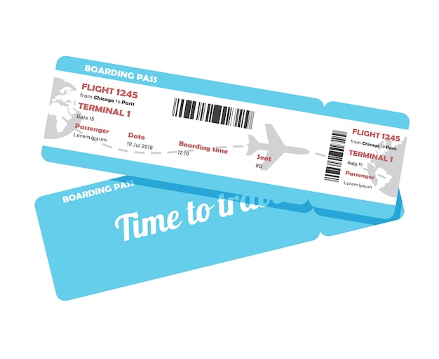 Vector flat design of airline travel boarding pass.