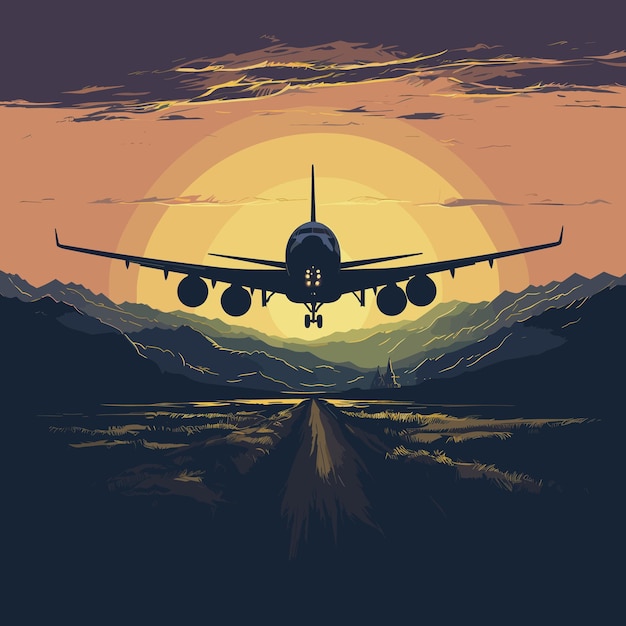 Flat design airplane background illustration