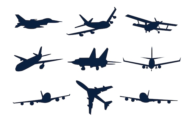 Vector flat design airplane silhouette illustration