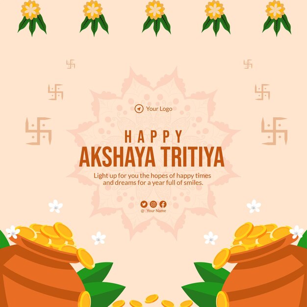 Flat design of Akshaya Tritiya banner template