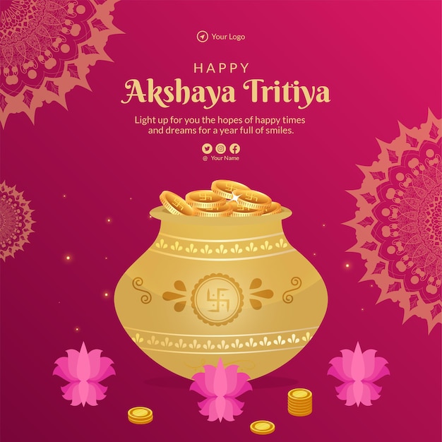 Flat design of akshaya tritiya banner template