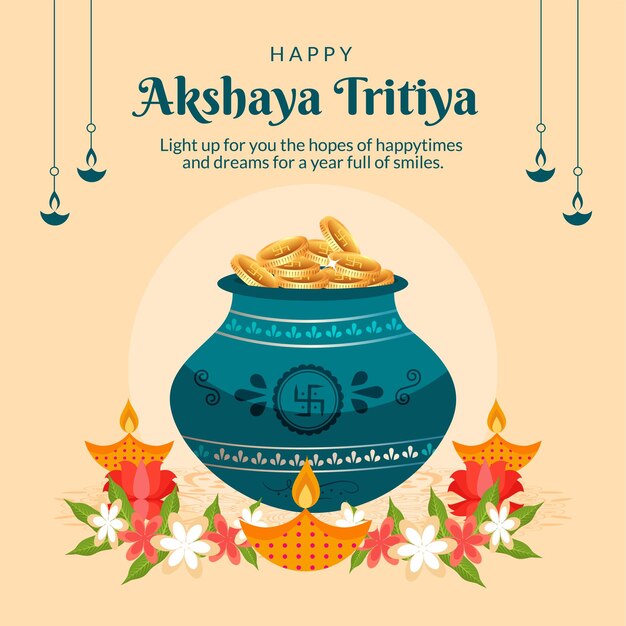 Design piatto del modello di banner akshaya tritiya