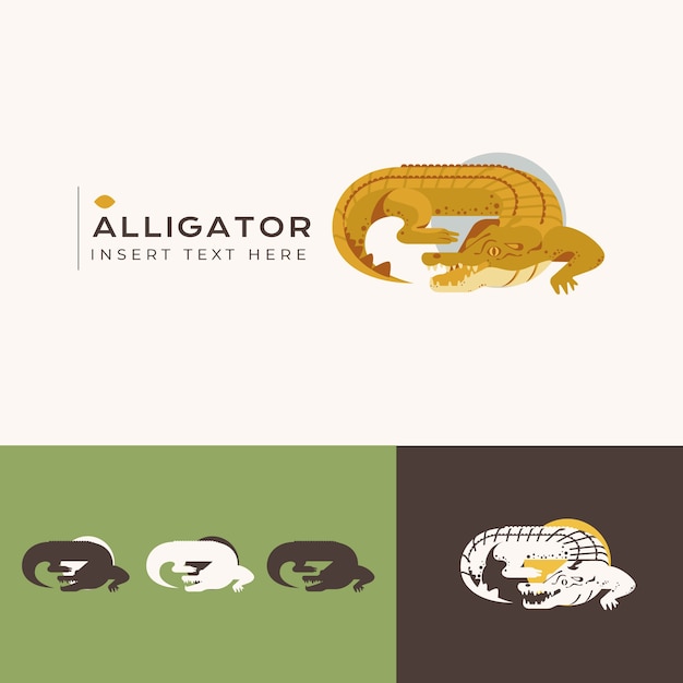 Modello di logo di alligatore design piatto