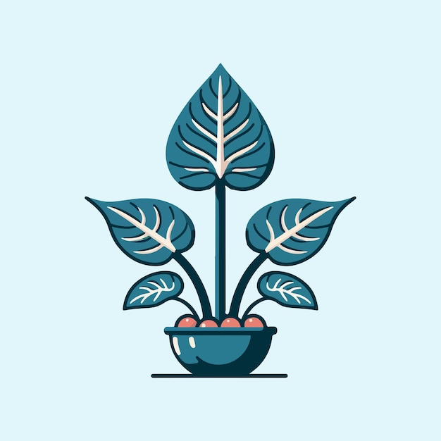 flat design of alocasia leaf houseplant