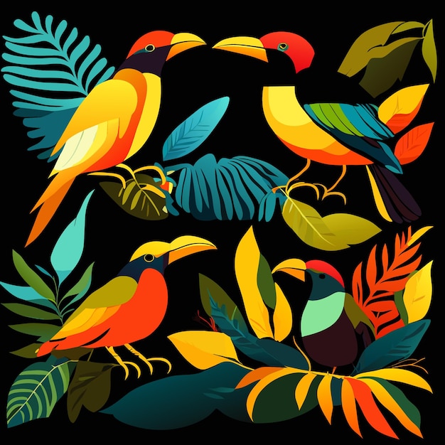 Flat Design Amazon Forest Birds Collection