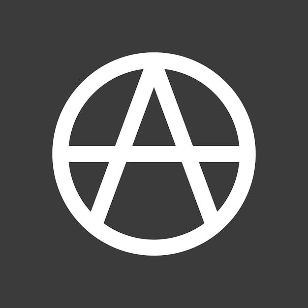 Logo del simbolo dell'anarchia dal design piatto