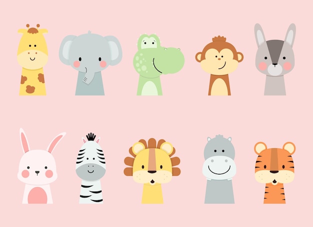 Vector flat design animal collection