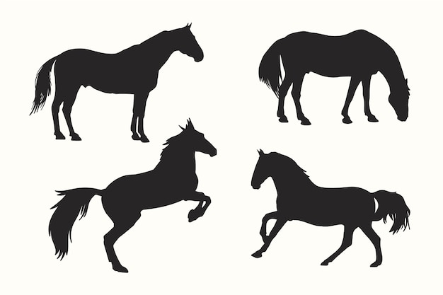 Vector flat design animal silhouette set