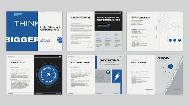フラットデザインの年次報告書テンプレート