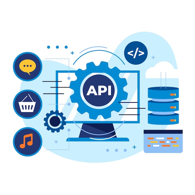 Vector flat design api illustration