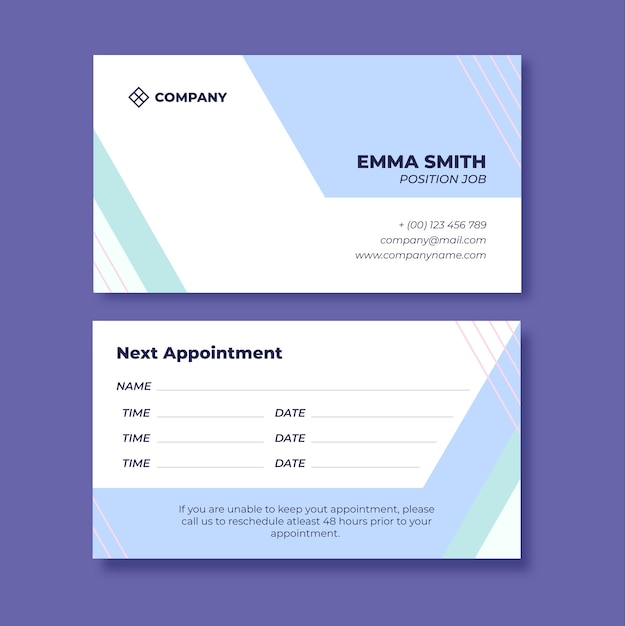 Vector flat design appointment card template