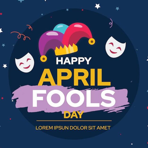 flat design april fools day concept post