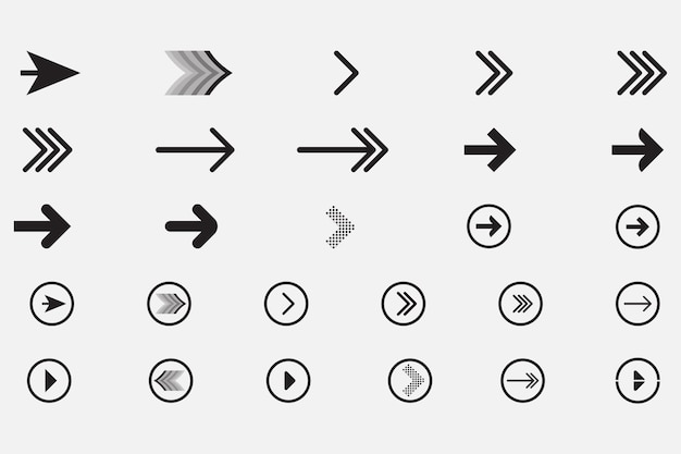 Flat design arrow collection. Big black arrows flat icon set. modern abstract simple cursors