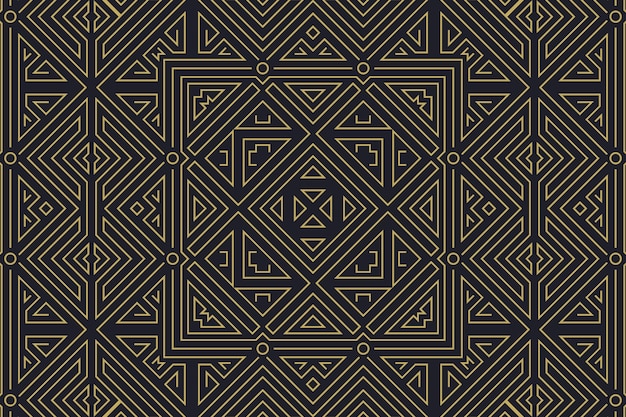 Flat design art deco background with golden details